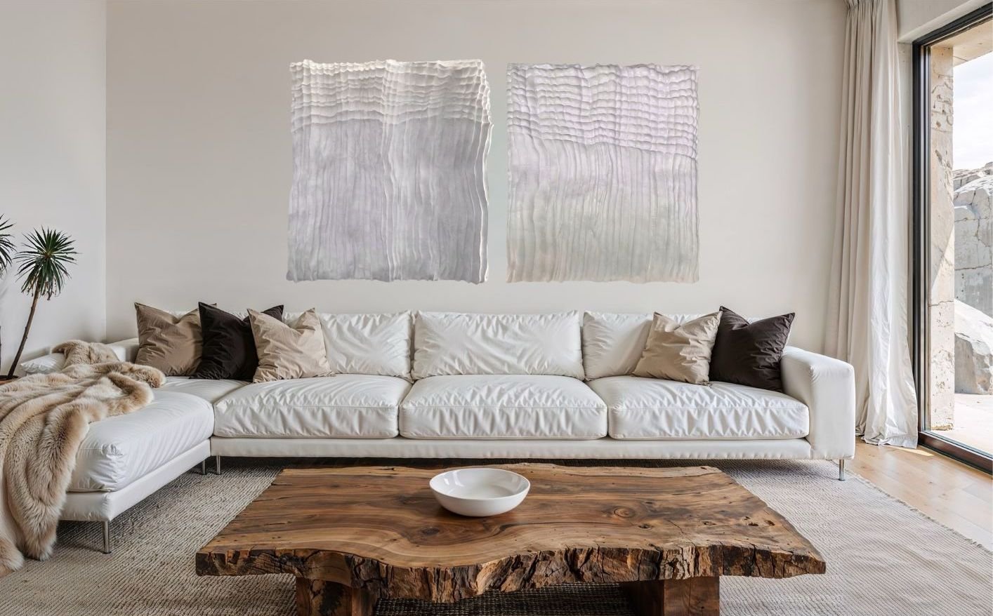 Cactus (Diptych) Sculpture by paloma Rocha mockup in a living room