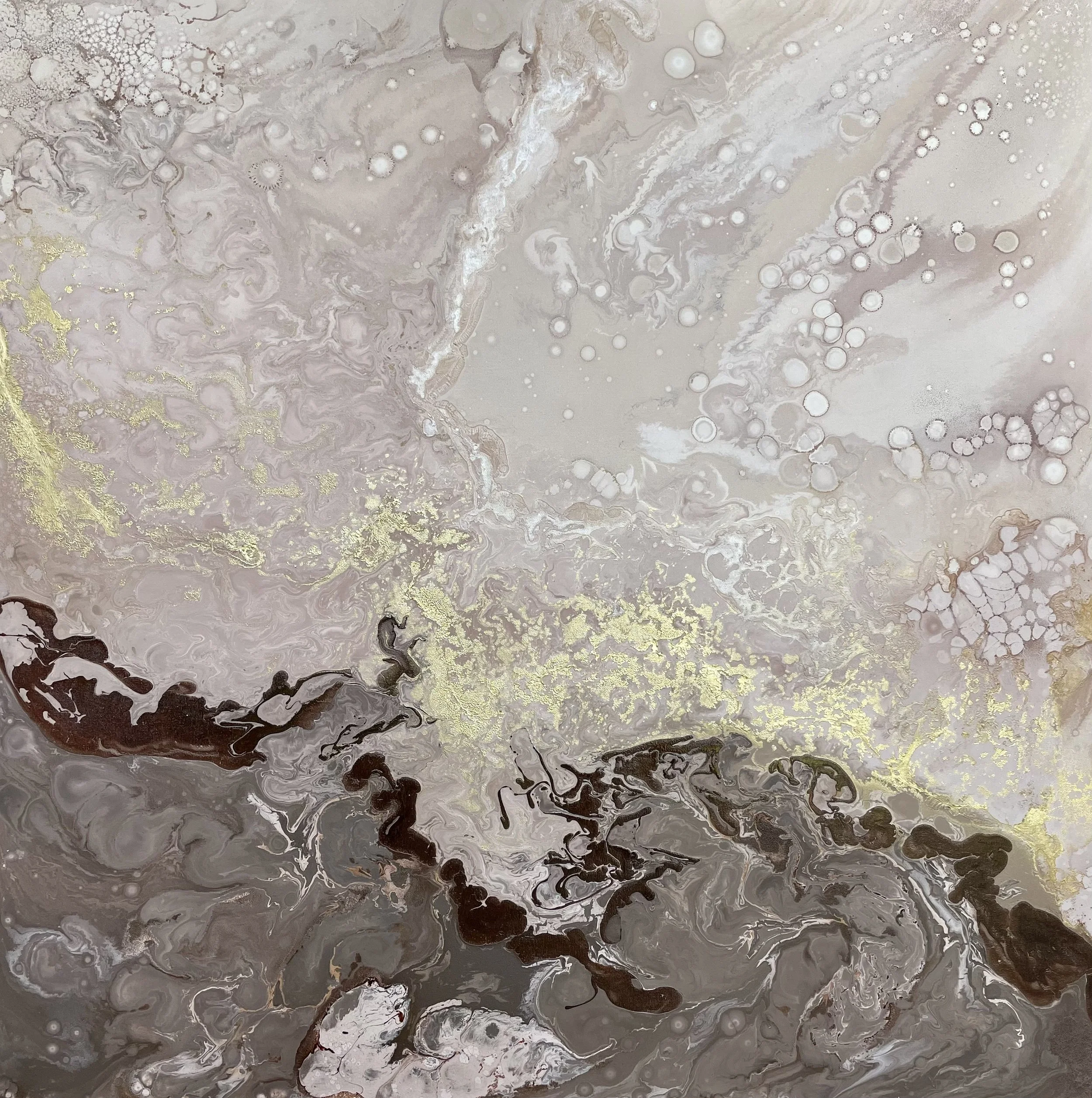 Flujo, abstract triptych in mixed media on canvas by Paloma Rocha