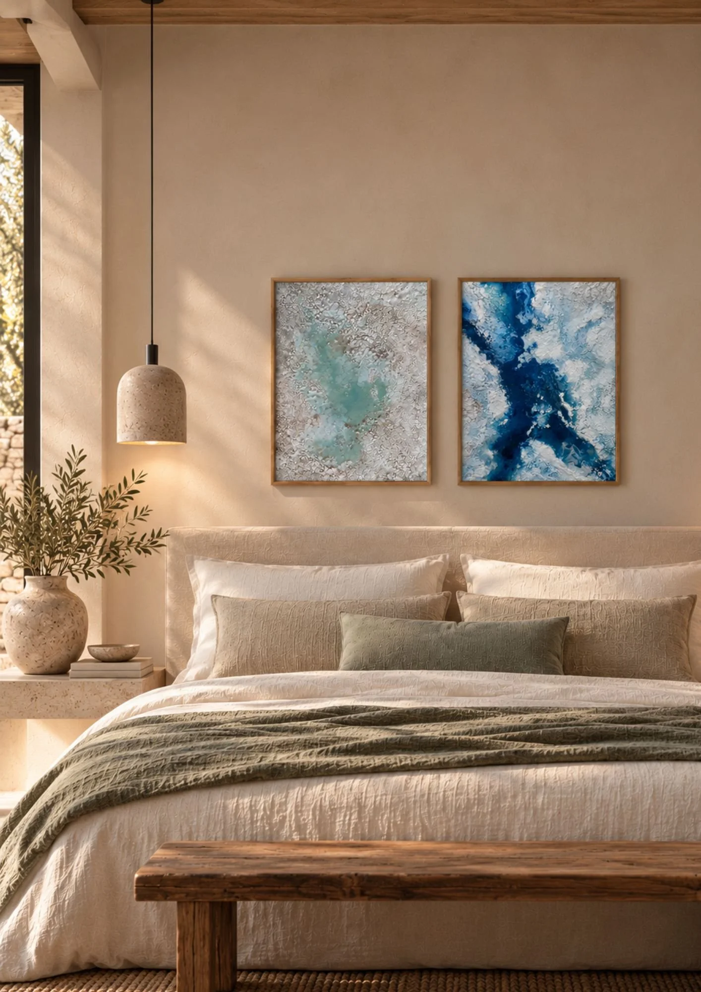Cuenca mineral, abstract diptych in mixed media on canvas by Paloma Rocha