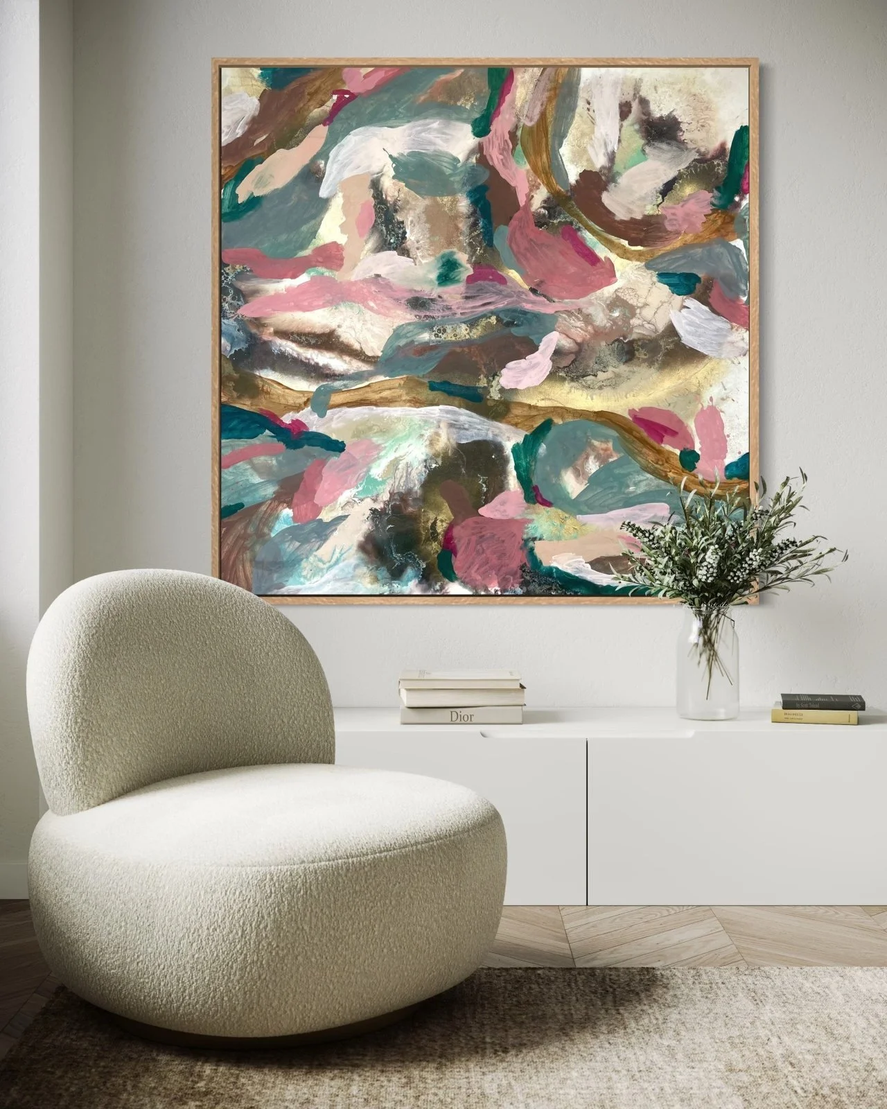 diptych painting exploring origin and structure through layered textures and symbolic forms, contemporary art Paloma Rocha