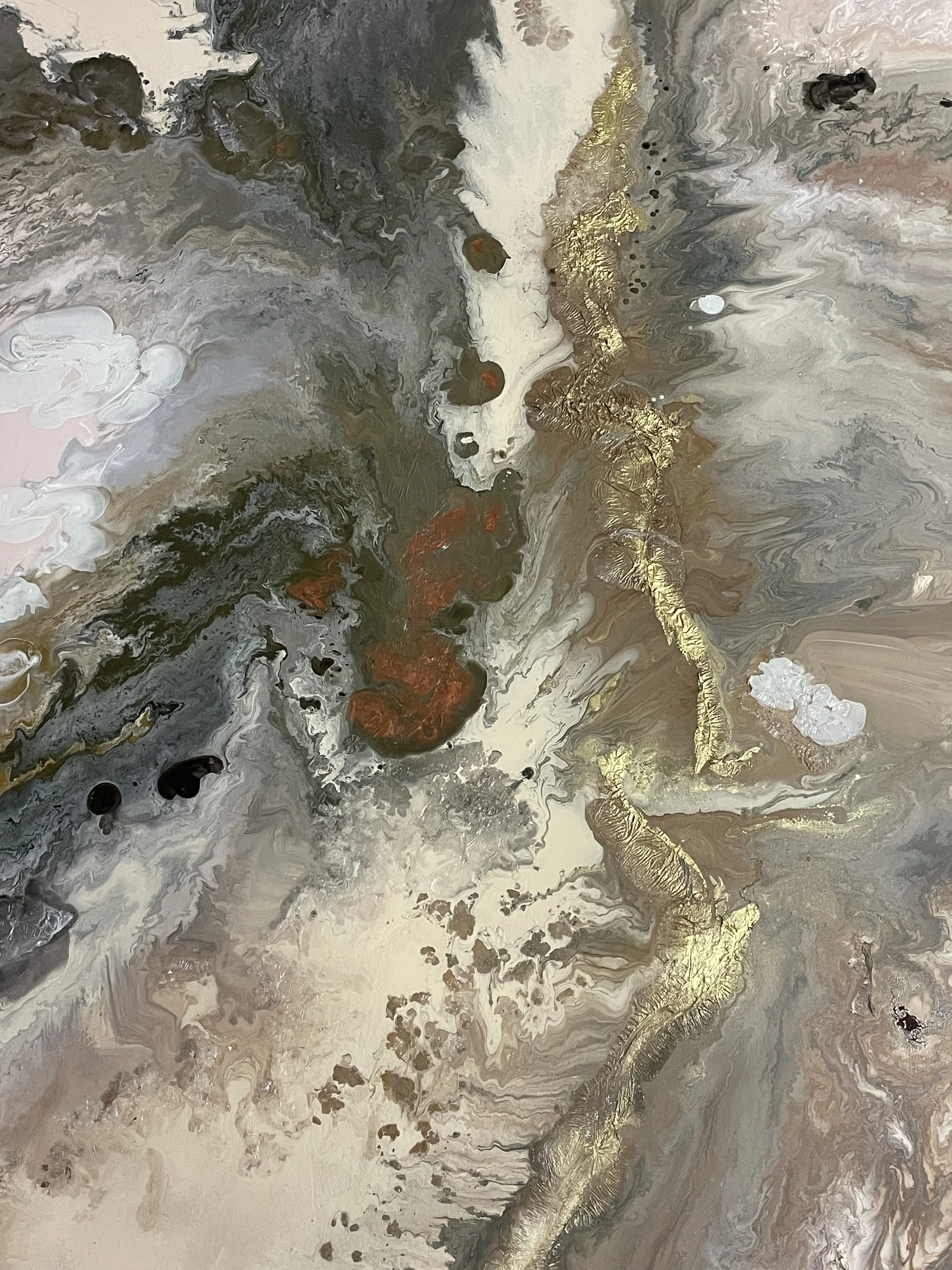 Geotermia, abstract painting in mixed media on canvas by Paloma Rocha
