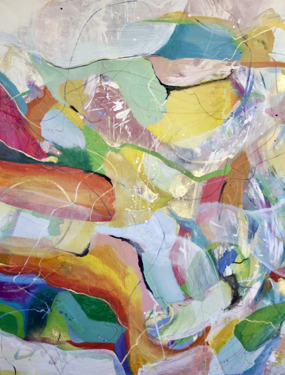 diptych abstract composition combining symbolic figures lunar-inspired forms, expressive mixed media artwork Paloma Rocha