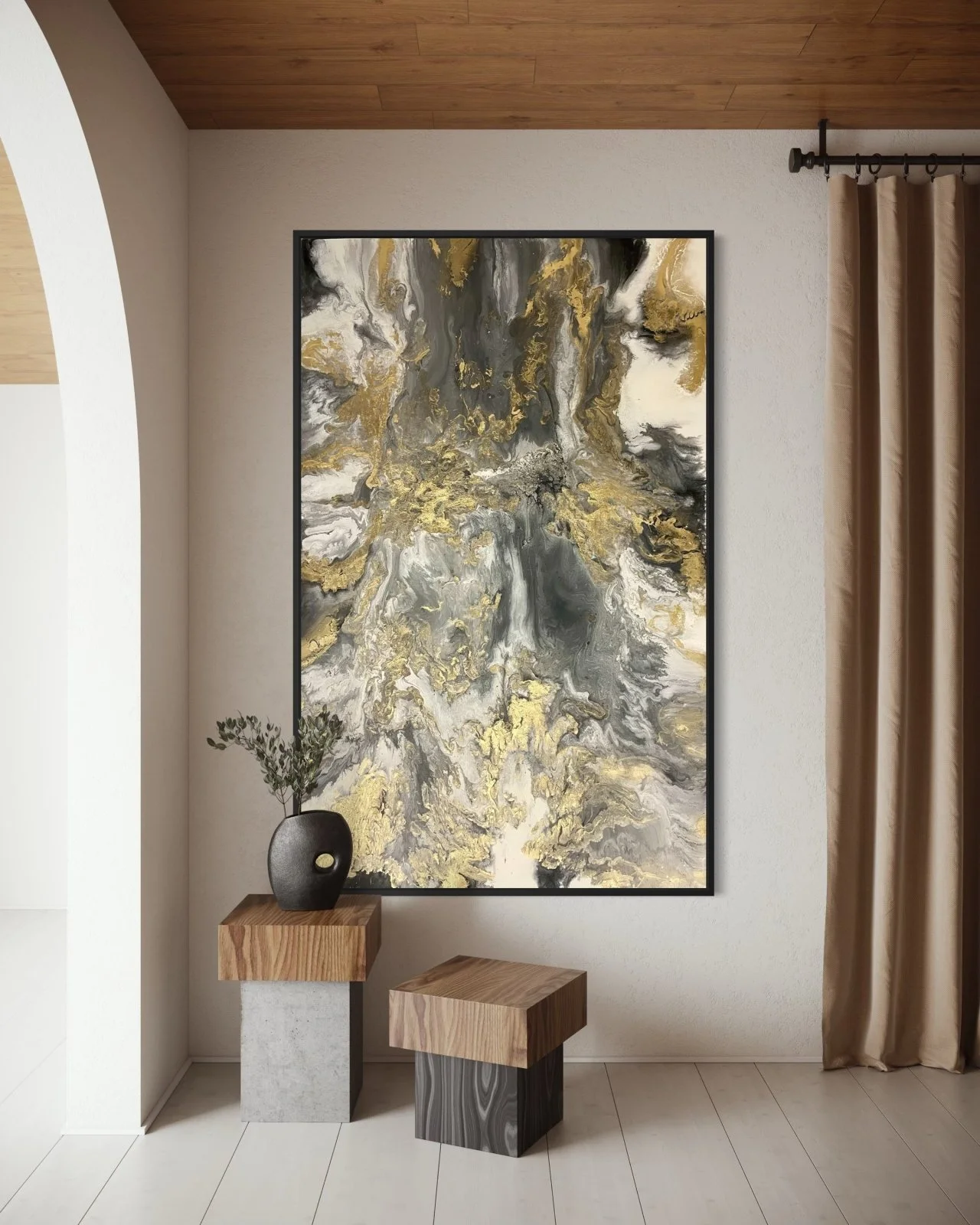 light abstract composition with flowing gestures airy textures suggesting movement breath and invisible forces Paloma Rocha