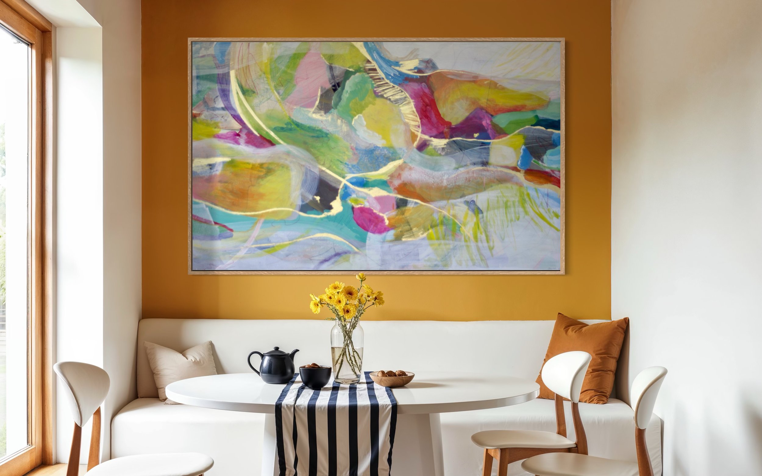Other Series - Lady Of Flowers - Original Art by Paloma Rocha mockup in a dining room
