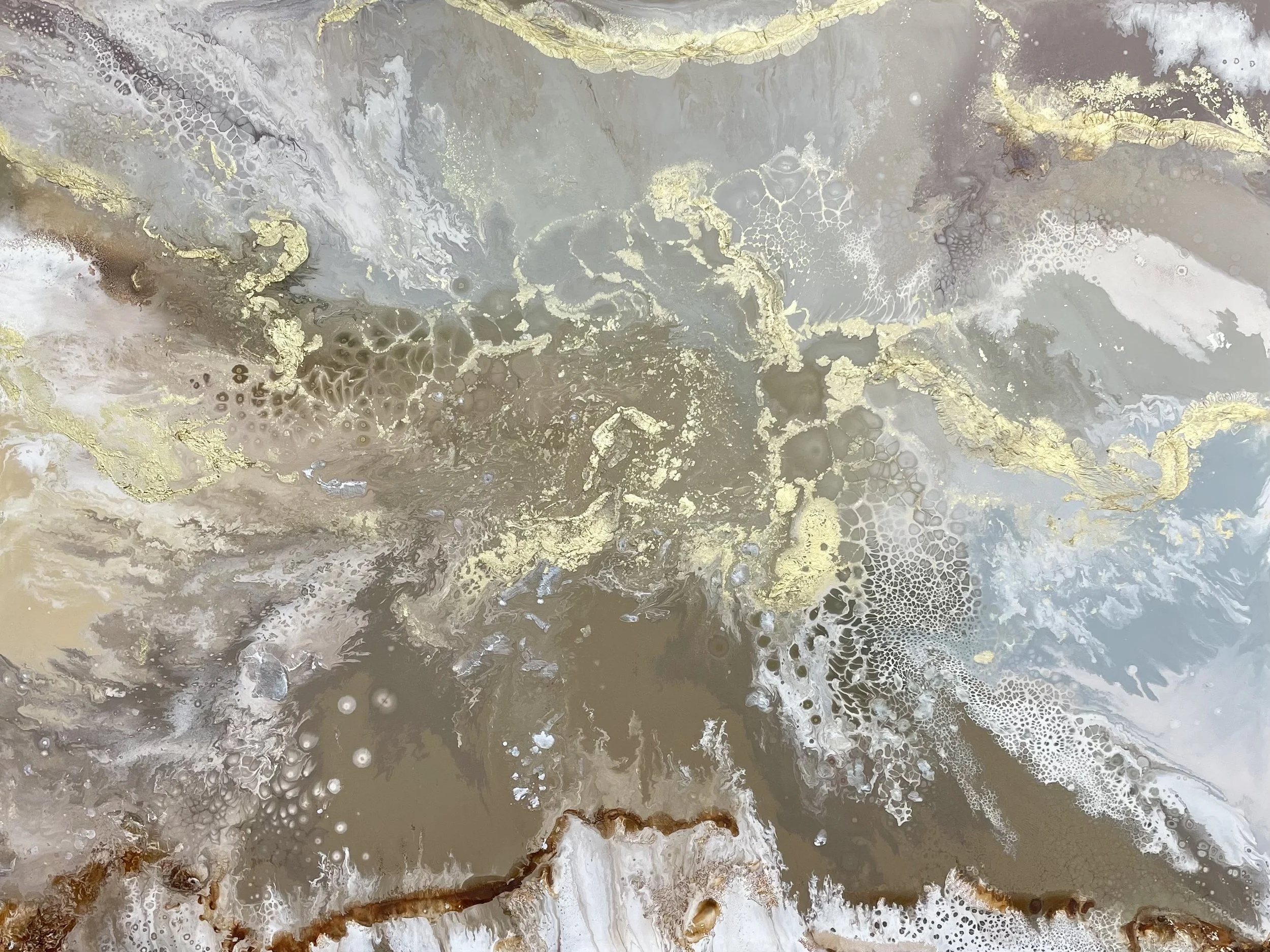 Oasis, abstract painting in mixed media on canvas by Paloma Rocha