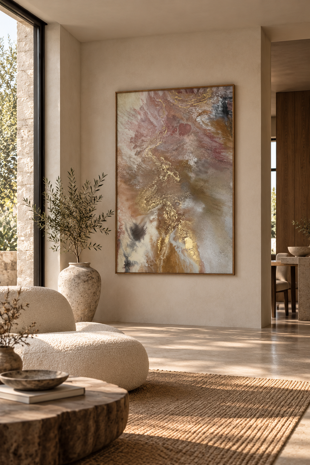 Fósil, abstract painting in mixed media on canvas by Paloma Rocha