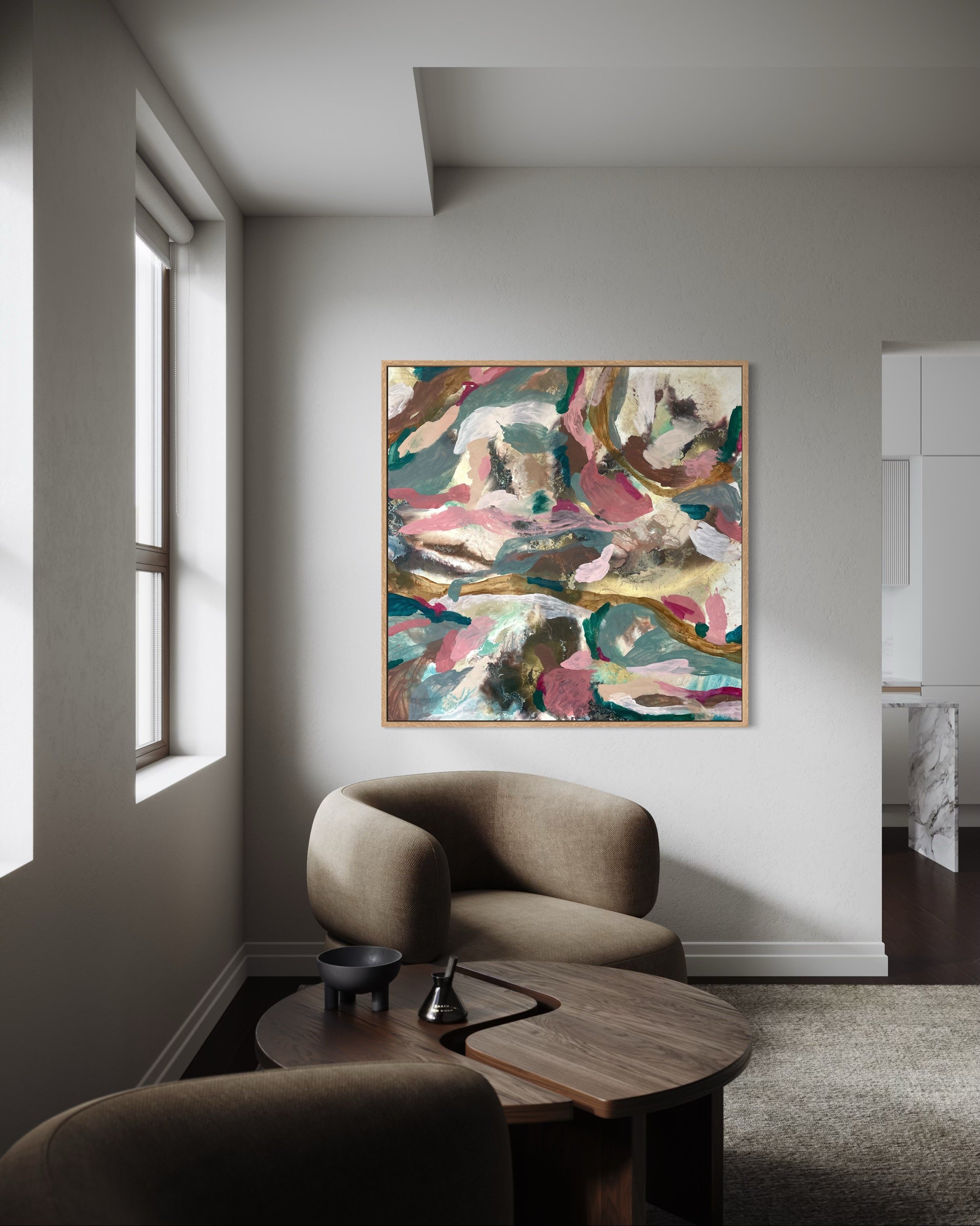 Origen - Original art peice by Paloma Rocha mockup in a reading nook