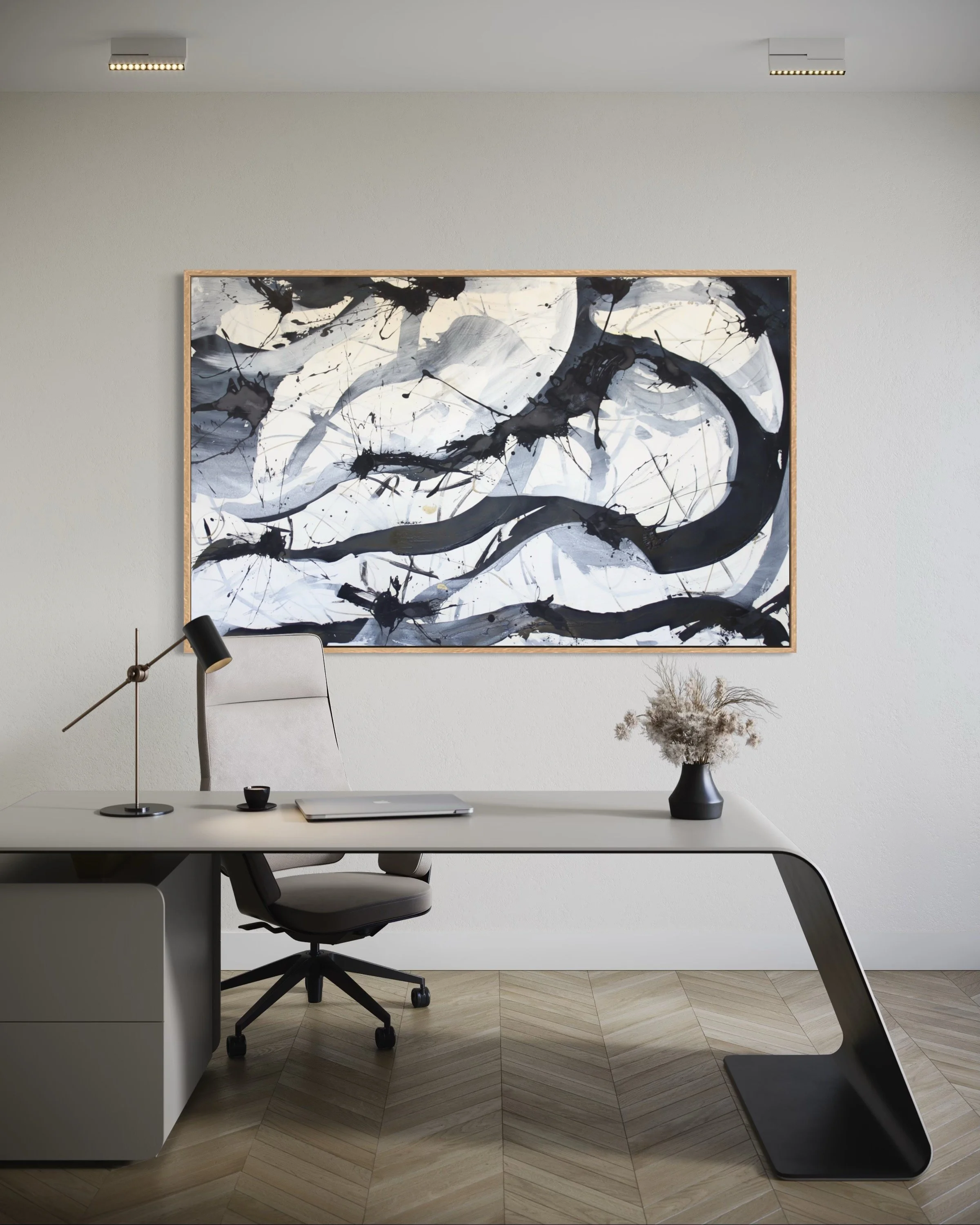 Flow - Original Art by Paloma Rocha mockup in an office