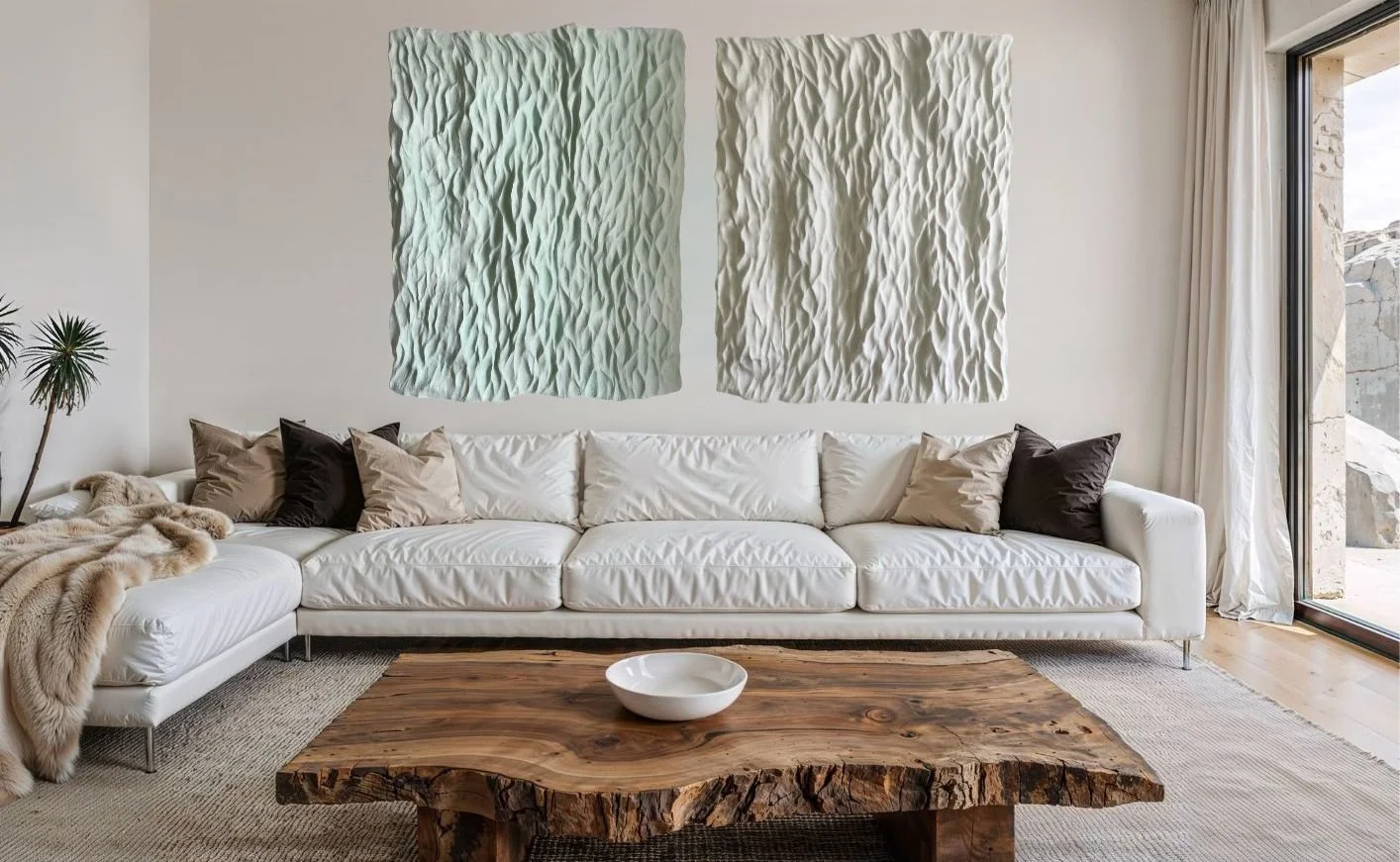 Ocean - Original Sculpture by Paloma Rocha mockup in a living room