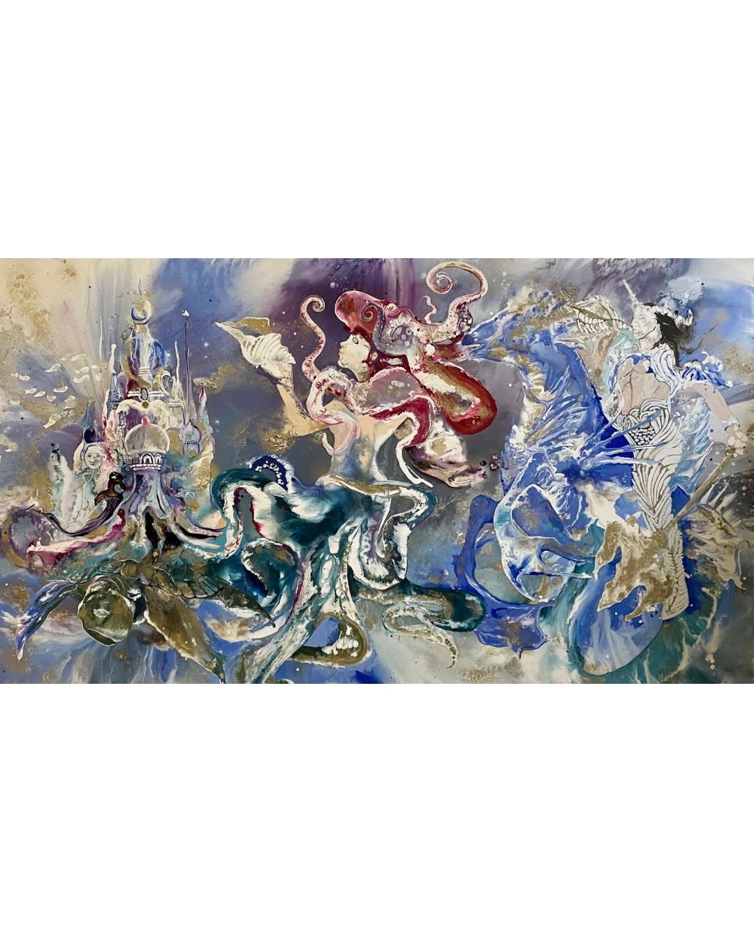 WE ARE ALL GOING TO TAR
Mixed media: acrylic, enamels, and oil on canvas.
240 x 350 cm
2023
