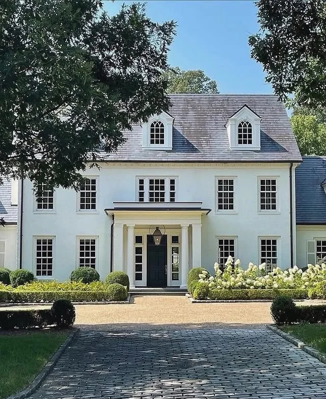 More inspiration for a new build - drawn to the symmetry, scale, and timeless curb appeal of a Georgian-style two-story home.