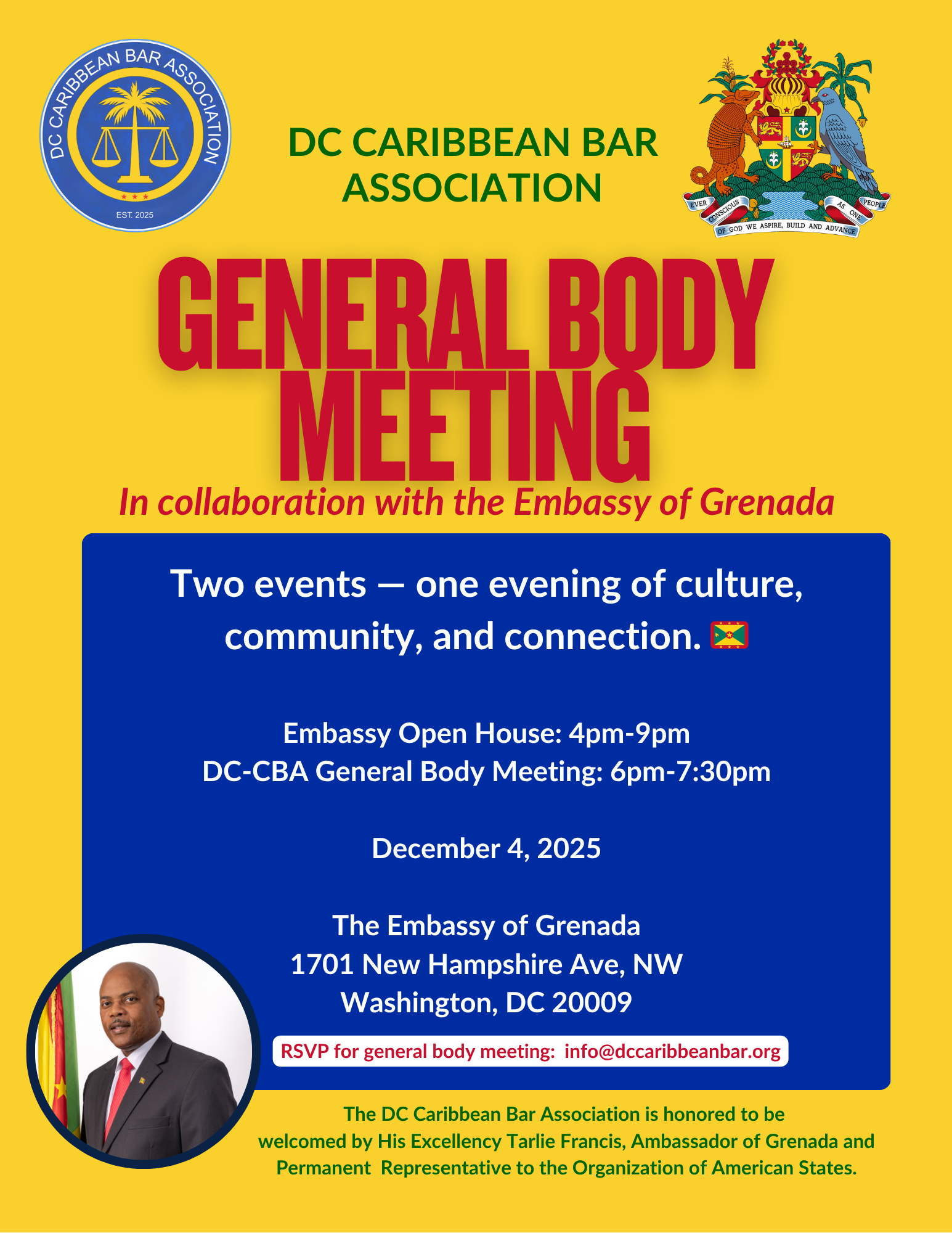 General Body Meeting and Open House at the Embassy of Grenada