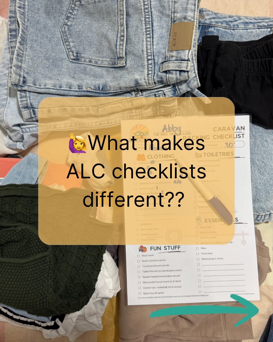 There are plenty of packing checklists out there&hellip;
but most look like a boring Excel spreadsheet 😴

ALC checklists are designed for kids to use &mdash; not just parents.

💫 Visually appealing for kids
Bright, clear layouts that kids actually 