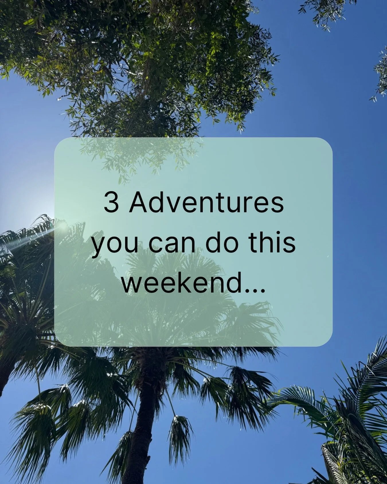 Your weekend doesn&rsquo;t need a flight or a long road trip✈️
Here&rsquo;s 3 tiny adventures you can do right where you are:

🌅Chase a sunrise or sunset
🥾Find somewhere new and take a &lsquo;no destination walk&rsquo;
☕️ Try one new spot to eat or