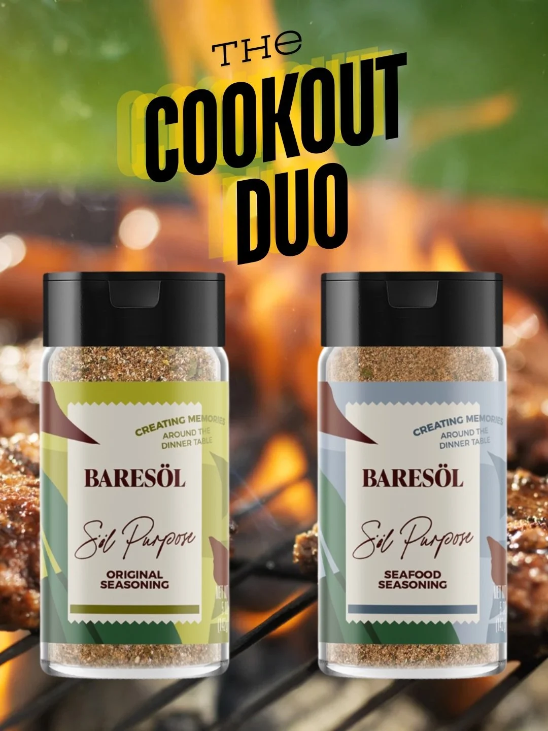 Some flavors just belong together. 🍽️

So we brought them to the table.

Introducing the BareS&ouml;l Duos &mdash; two blends paired together to make cooking easier and your meals even more flavorful.

🔥 The Everyday Duo
(S&ouml;l Purpose + Spicy)
