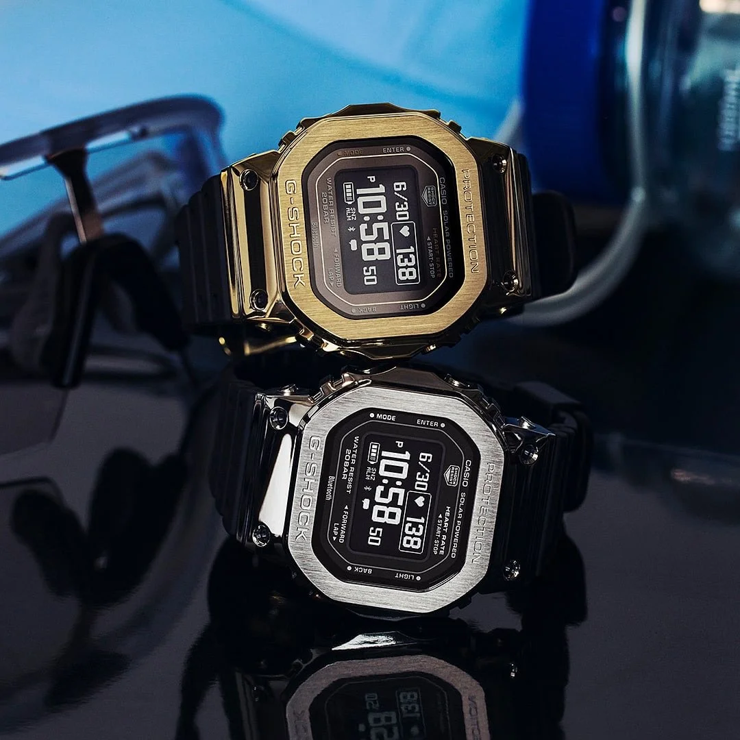 G-SHOCK // Built for performance, styled for everyday.

The GM-H5600 combines advanced fitness tracking with a premium metal bezel and signature G-SHOCK durability.

&bull; Heart rate monitoring &amp; step tracking
&bull; Polar&trade; training and re