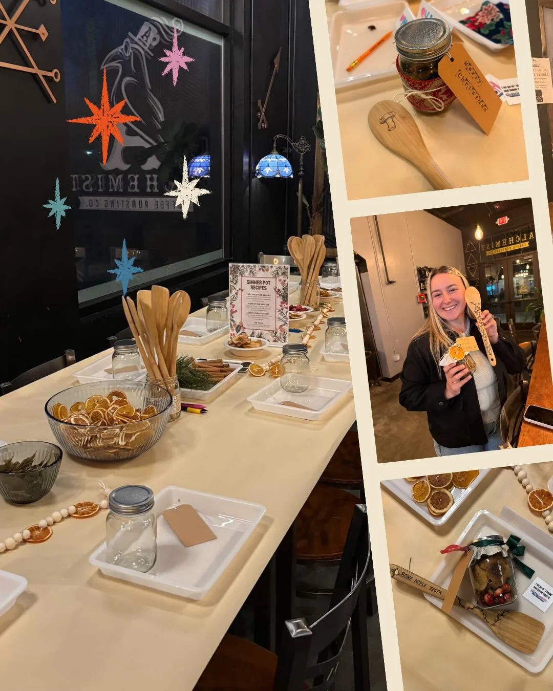 Summer pot + wooden spoon burning was a success 🥹🫶🏽 tbh I was a little scared that this was gonna be &ldquo;too advanced&rdquo; for everyone but instead I think everyone is now asking for a wood burning tool for Christmas??? Hotties finding their 