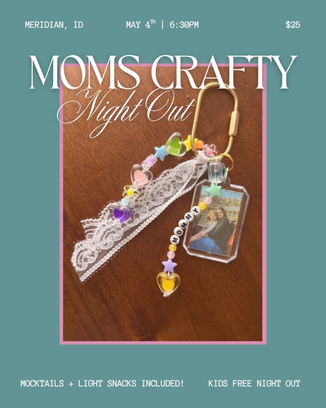 Mamas looking for a crafty night out - this is for you! 🌈👩🏻&zwj;🤝&zwj;👩🏽

Join us for a crafty and cozy evening making your own photo keychains/ bag charms (aka the sweetest little keepsakes). We&rsquo;ll have fun mocktails by @vinzi_drinks, li