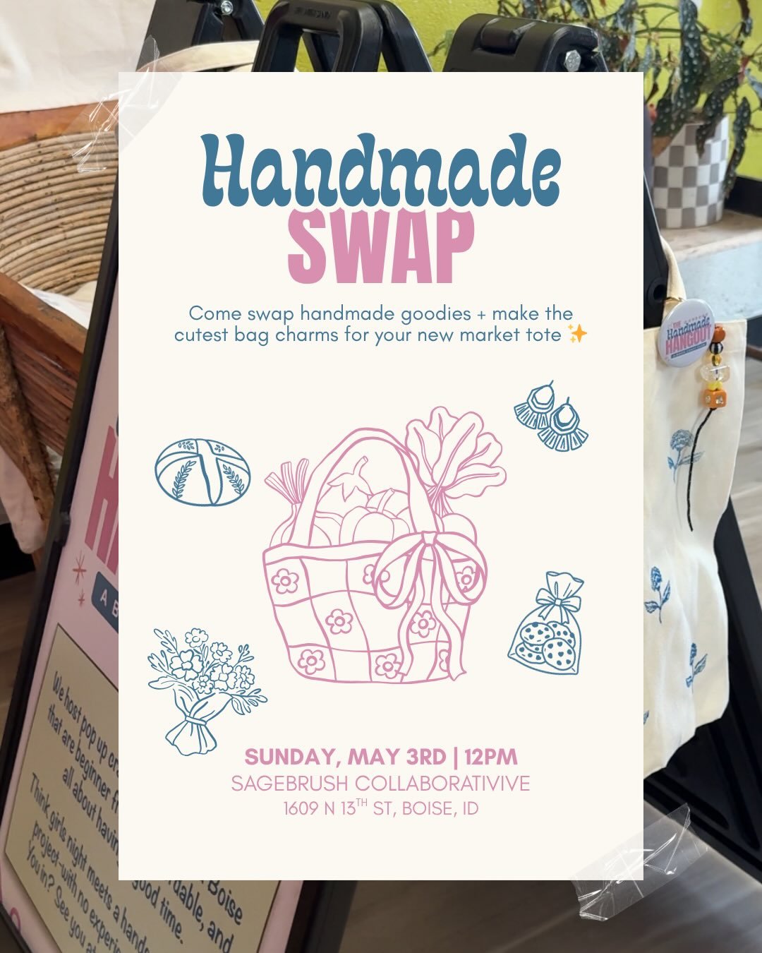 We&rsquo;re doing it agaaiinnnnn! 🥹🌈🥖 Bring your handmade goodies, swap with others, and leave with a bag full of new goodies made by others! You&rsquo;ll also get your own canvas tote + make a beaded bag charm to carry it all home. RSVP is LIVE a
