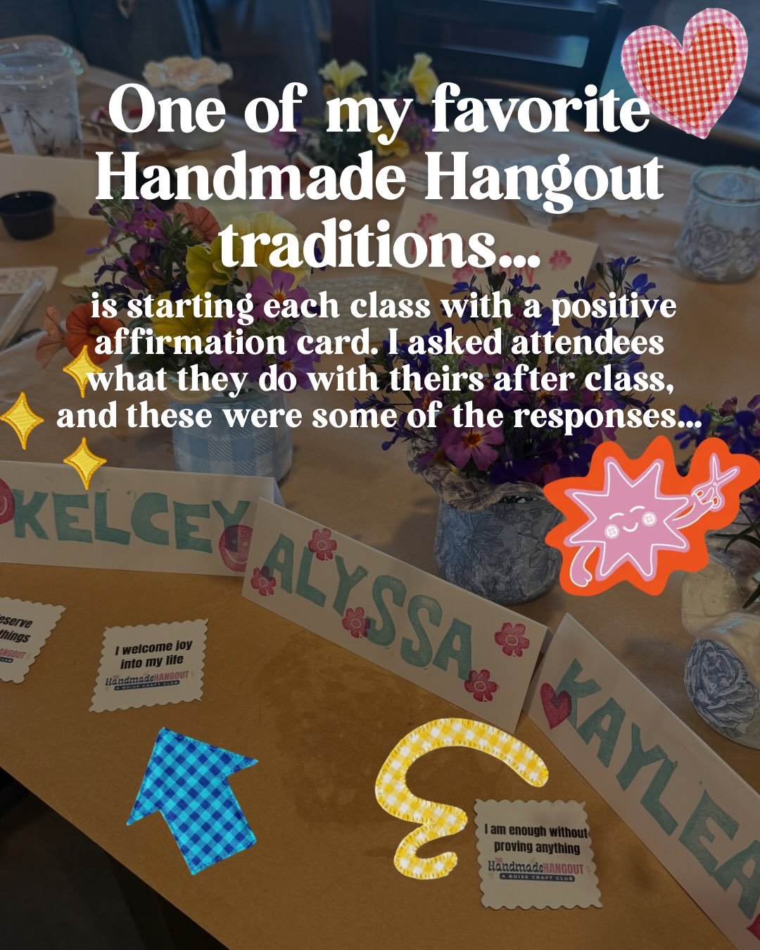 One of my favorite Handmade Hangout traditions from day one 🫶🏼 I just think we could all use a little extra positivity especially when we are trying something new and maybe stepping into a new space where you are putting yourself out there! Don&rsq