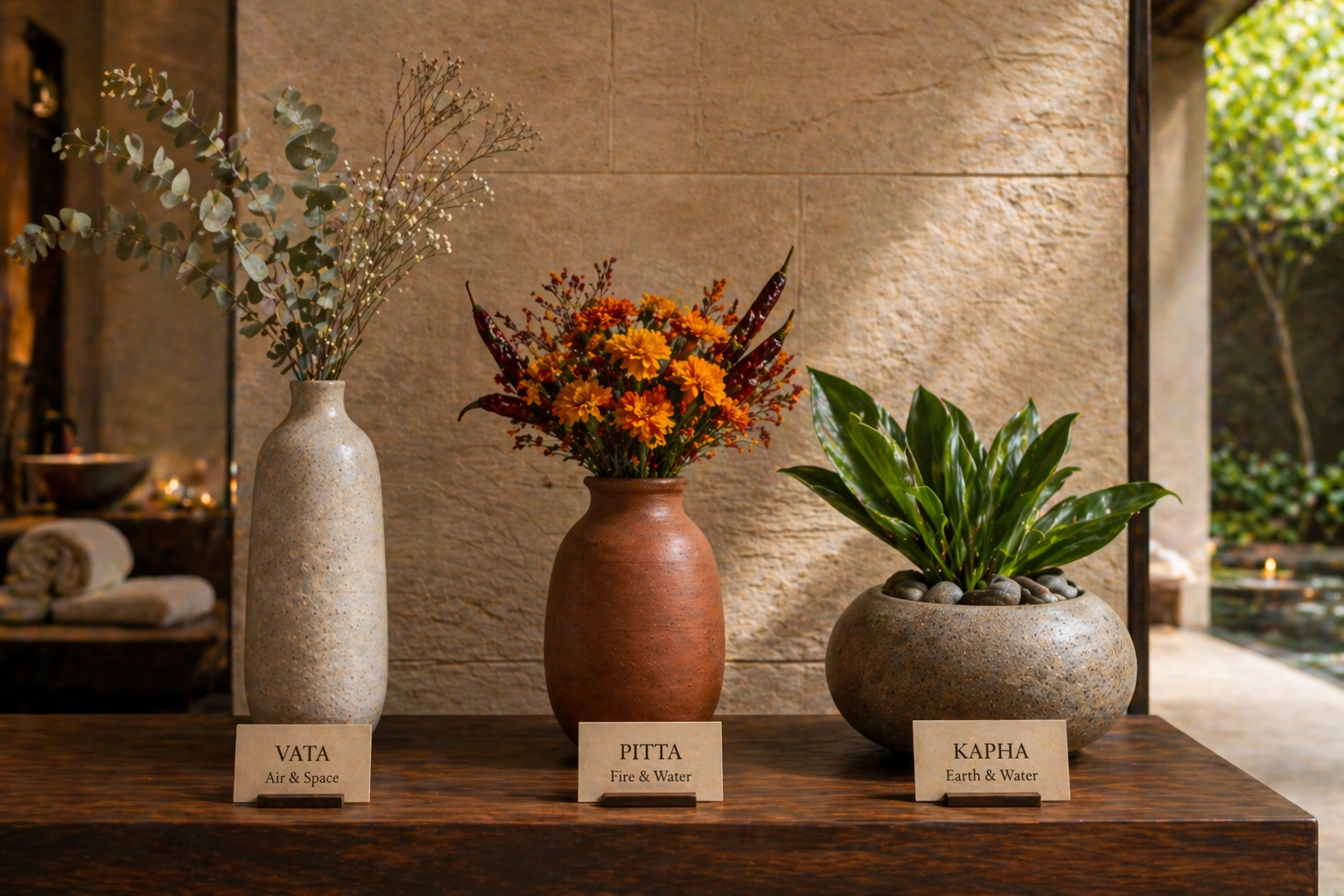 A balanced, calming visual illustrating the unique mind-body intelligence of your Dosha, showing how Ayurvedic science personalizes professional wellness.