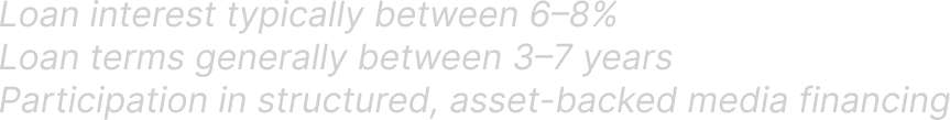 Text about loan interest rates, terms, and media financing.