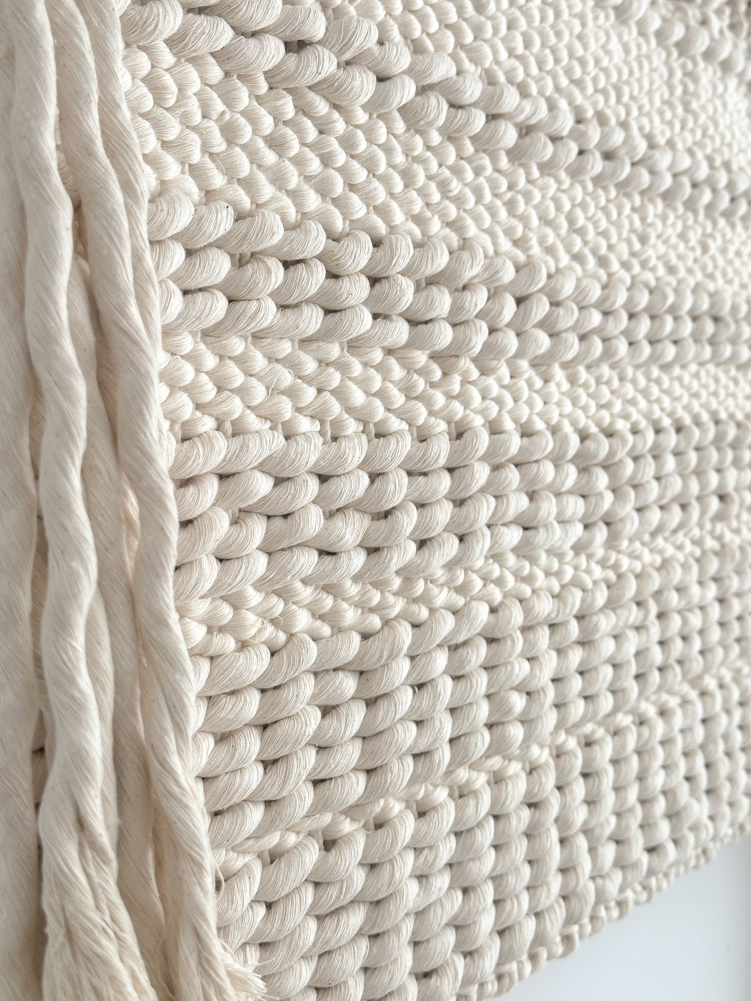 Close Up of textural large scale weaving in neutral tones | Ana Salazar Atelier