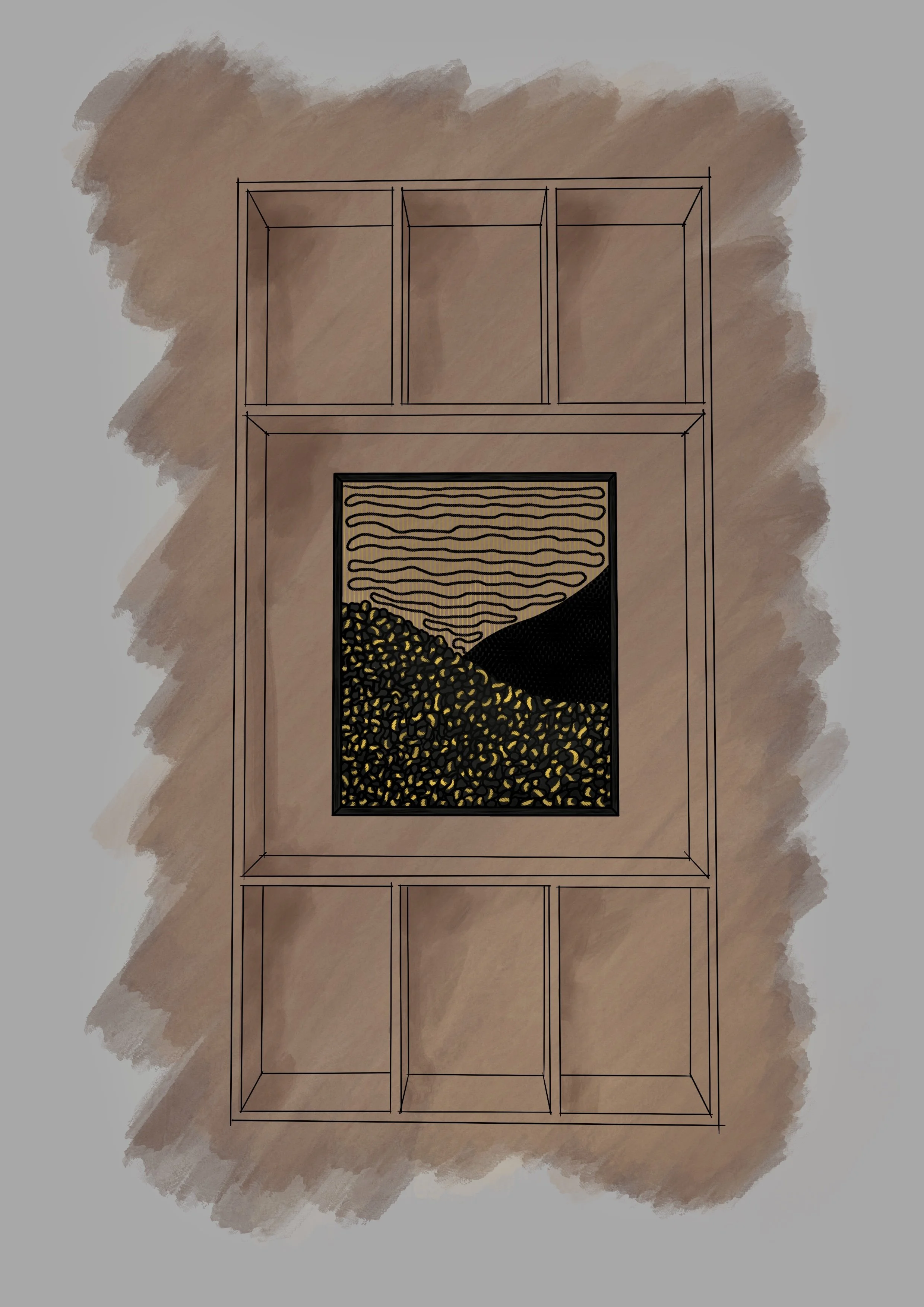 sketch proposal of bespoke textile artwork | Ana Salazar Atelier