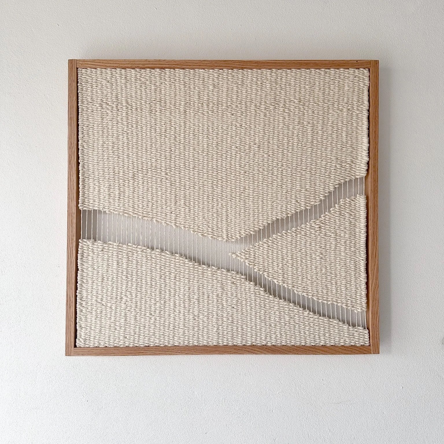 Textile artwork Kintsugi in natural cotton and oak frame | Ana Salazar Atelier
