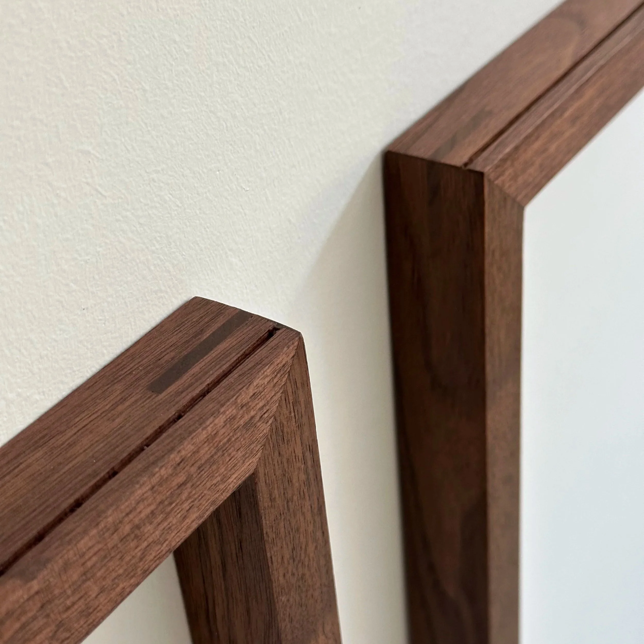 Close up of walnut joinery on an integrated weaving frame for textile art | Ana Salazar Atelier