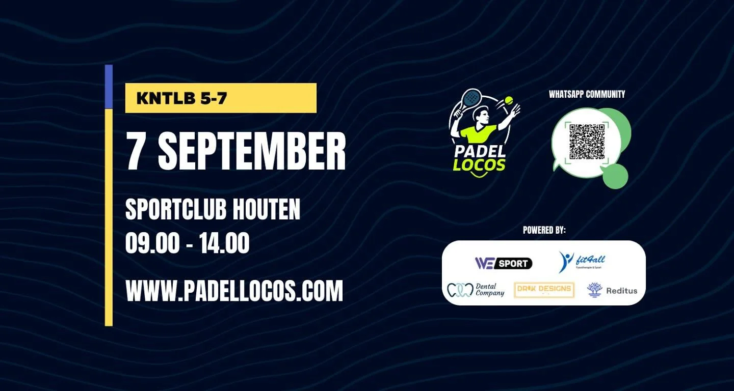 7 September; Sportclub Houten
- KNLTB 5-7
- 48 teams / 96 spelers 🔥