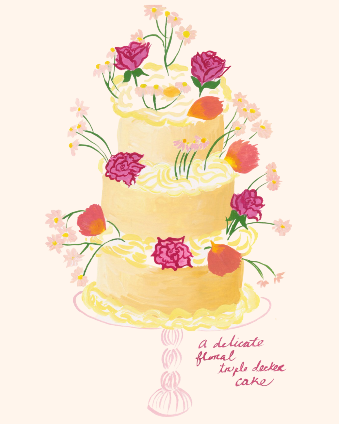 Delicate floral angel cake