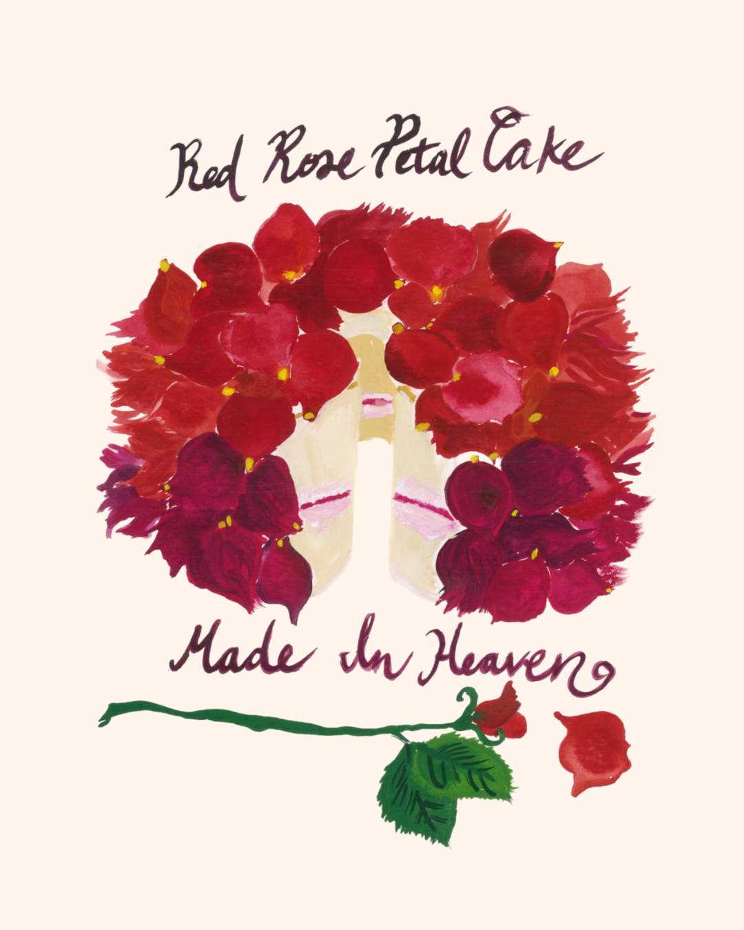 Red rose petal cake