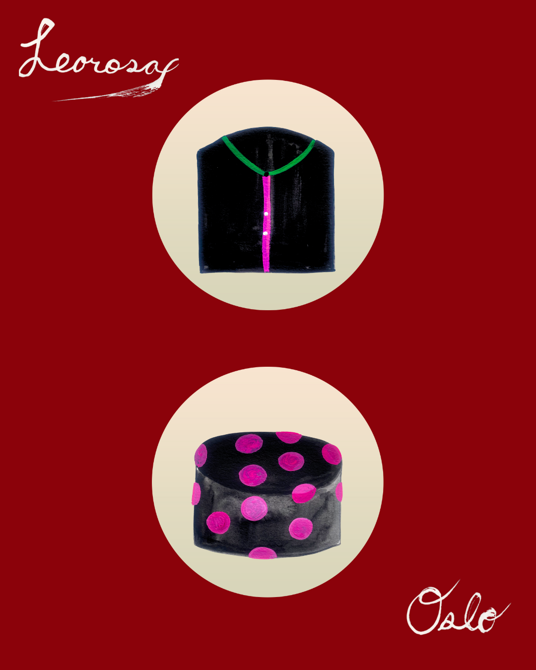 Leorosa x Oslo Milan cakes and cardigans display