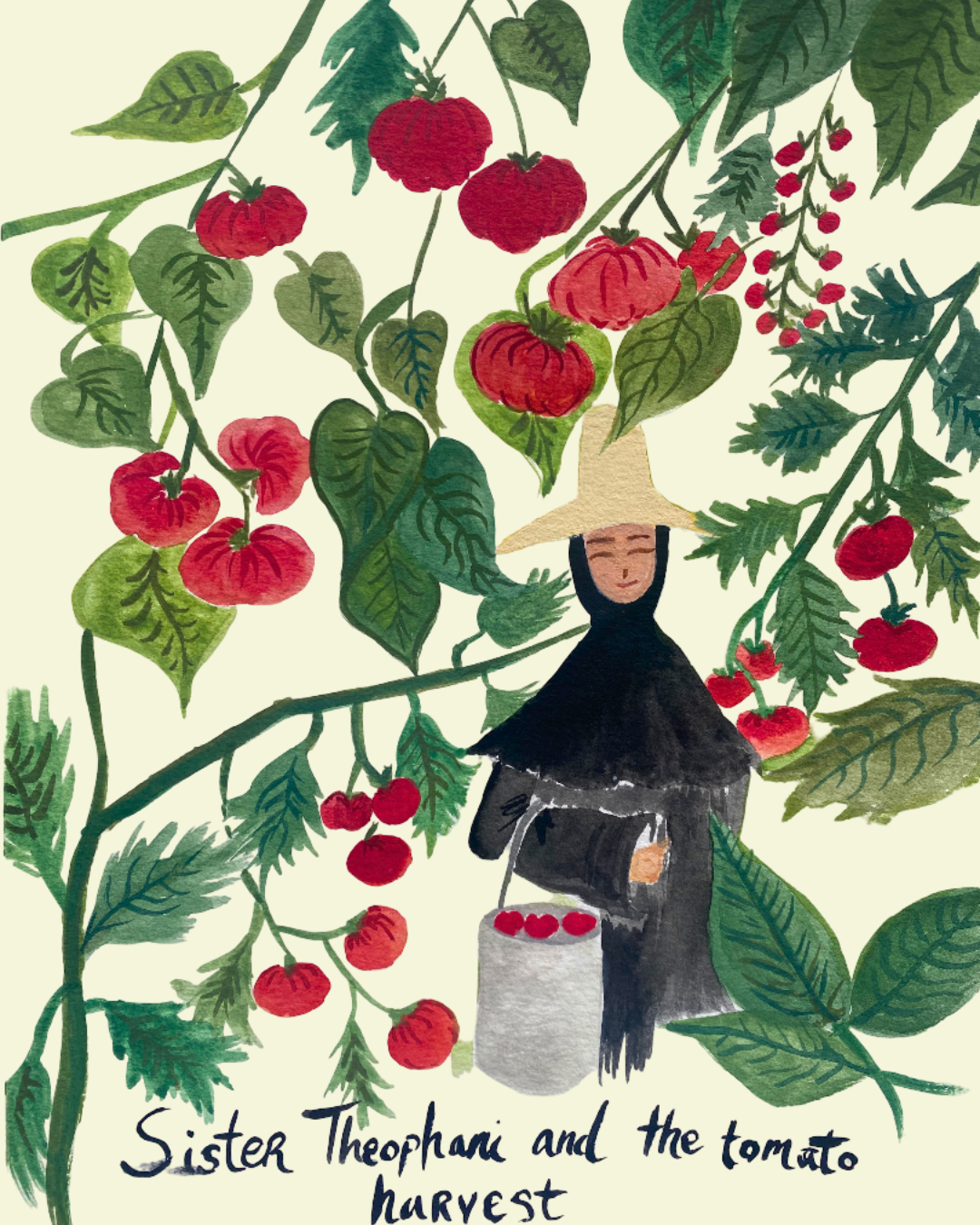 Sister Theophani, the head gardener of a monastery farm in Greece