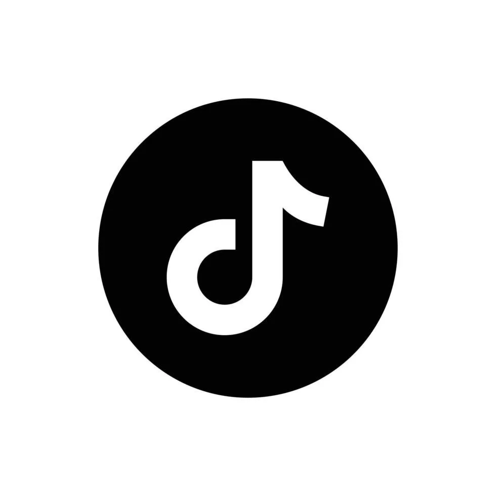 Logo de l'application TikTok en noir et blanc.