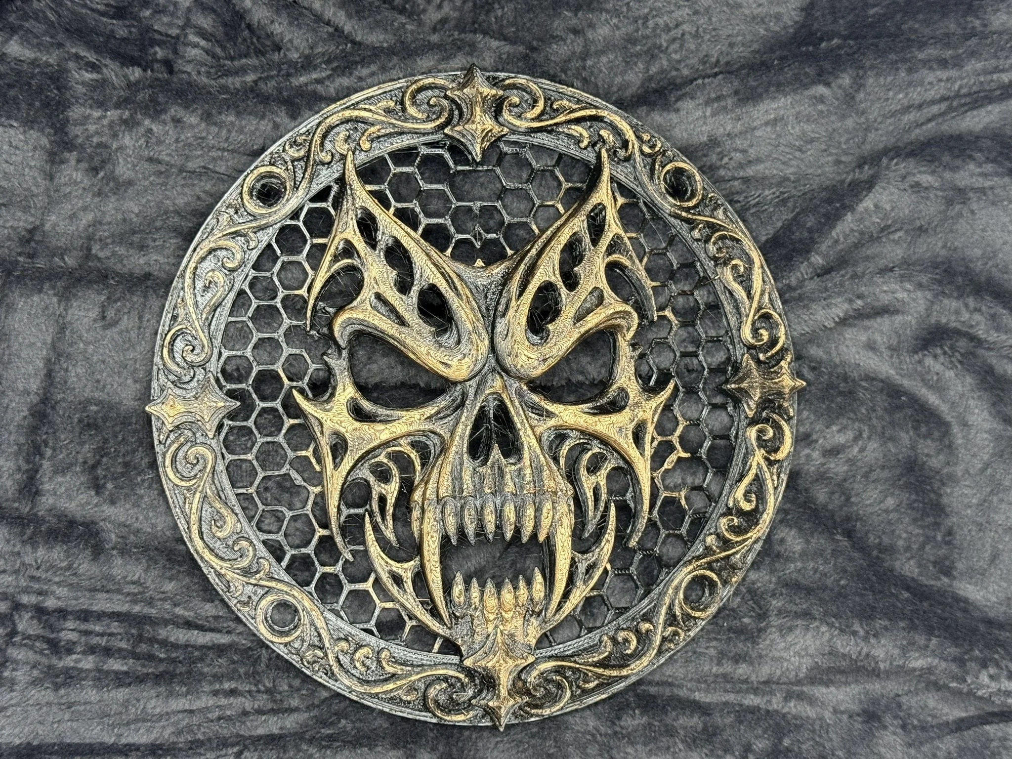 🦇💀 VAMPIRE SKULL 6.5 in SPEAKER GRILL -  DEMO AUDIOPHILE SERIES 💀🦇 (Pair)