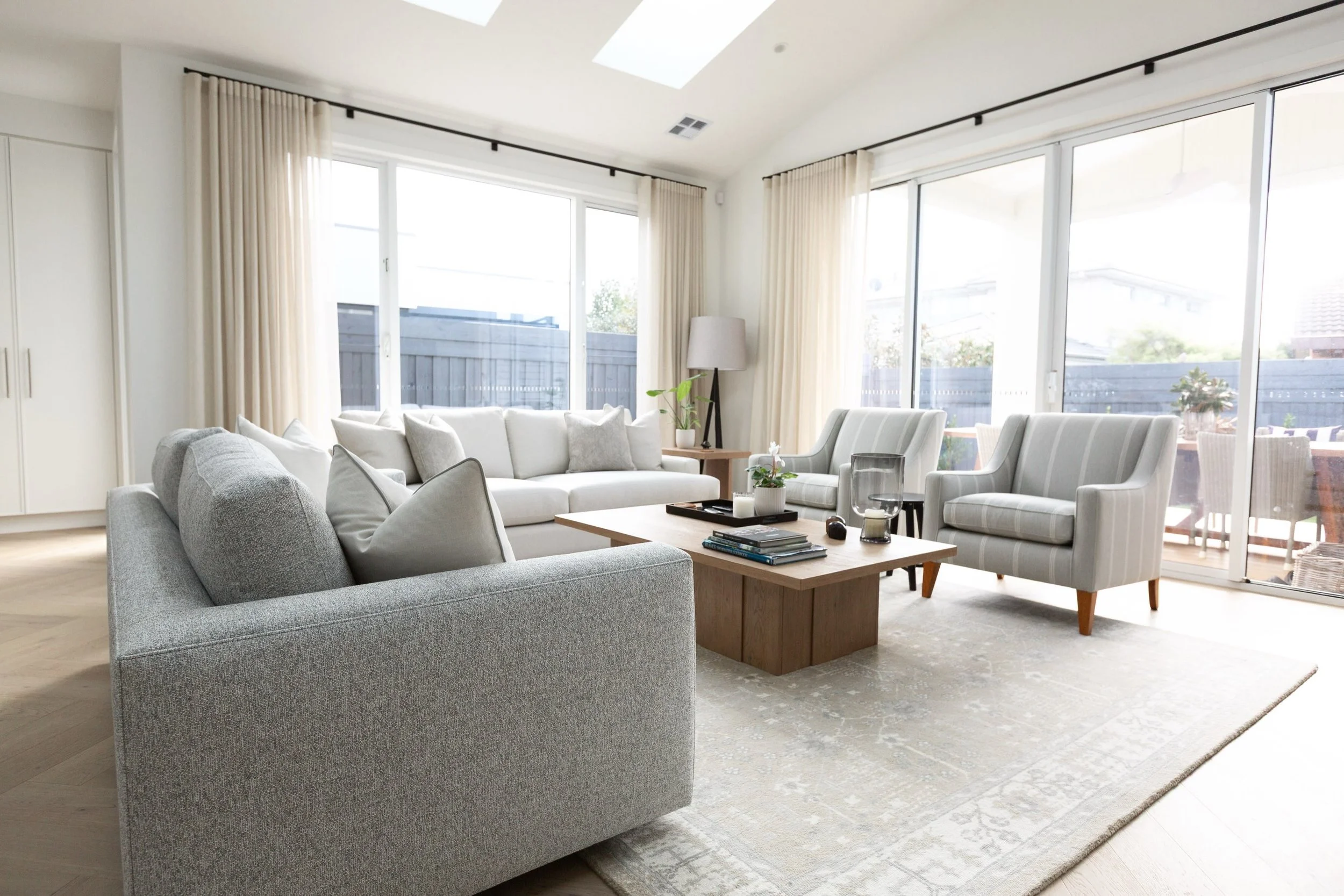 FURNITURE INSTALL in Mornington this week including our Emmett &amp; Maddox sofa in Mokum Bora Bora &amp; Zepel Naturama. Our Valentina chairs in Warwick Aberdeen. Custom scatter cushions by us 🙌🏻