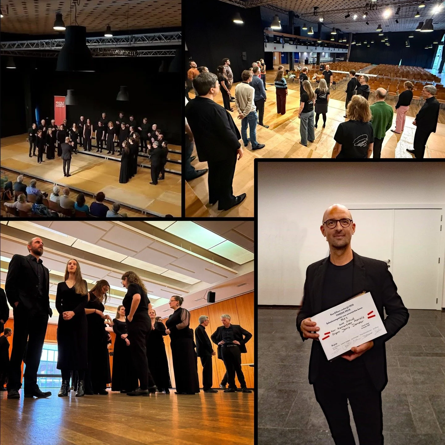 Afsluiten van een geweldige dag op de @koorenstem wedstrijd. De intensieve voorbereiding, de soundcheck, de spanning van het wachten, het concert...
Bekroond met een fantastische gouden score van 92,3%, veel lovende woorden van de jury, &eacute;n ter