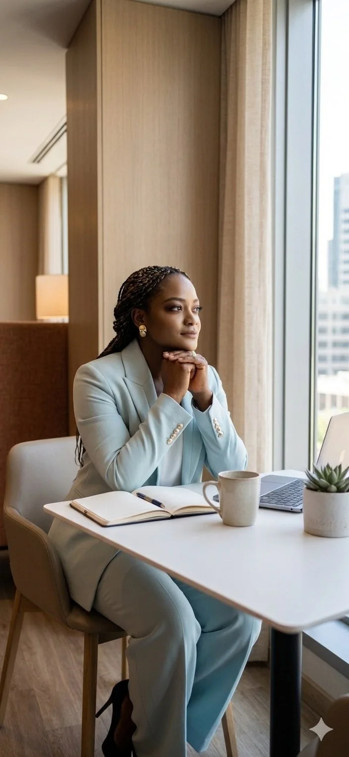 Professional portrait of Vera Nyonglemuga providing evidence-based perimenopause and menopause coaching focused on hormonal wellness, metabolism, recovery, and sustainable midlife health.