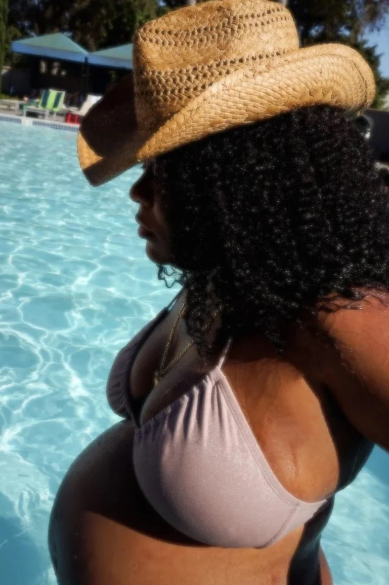 woman in water side profile natural light portrait photography Los Angeles