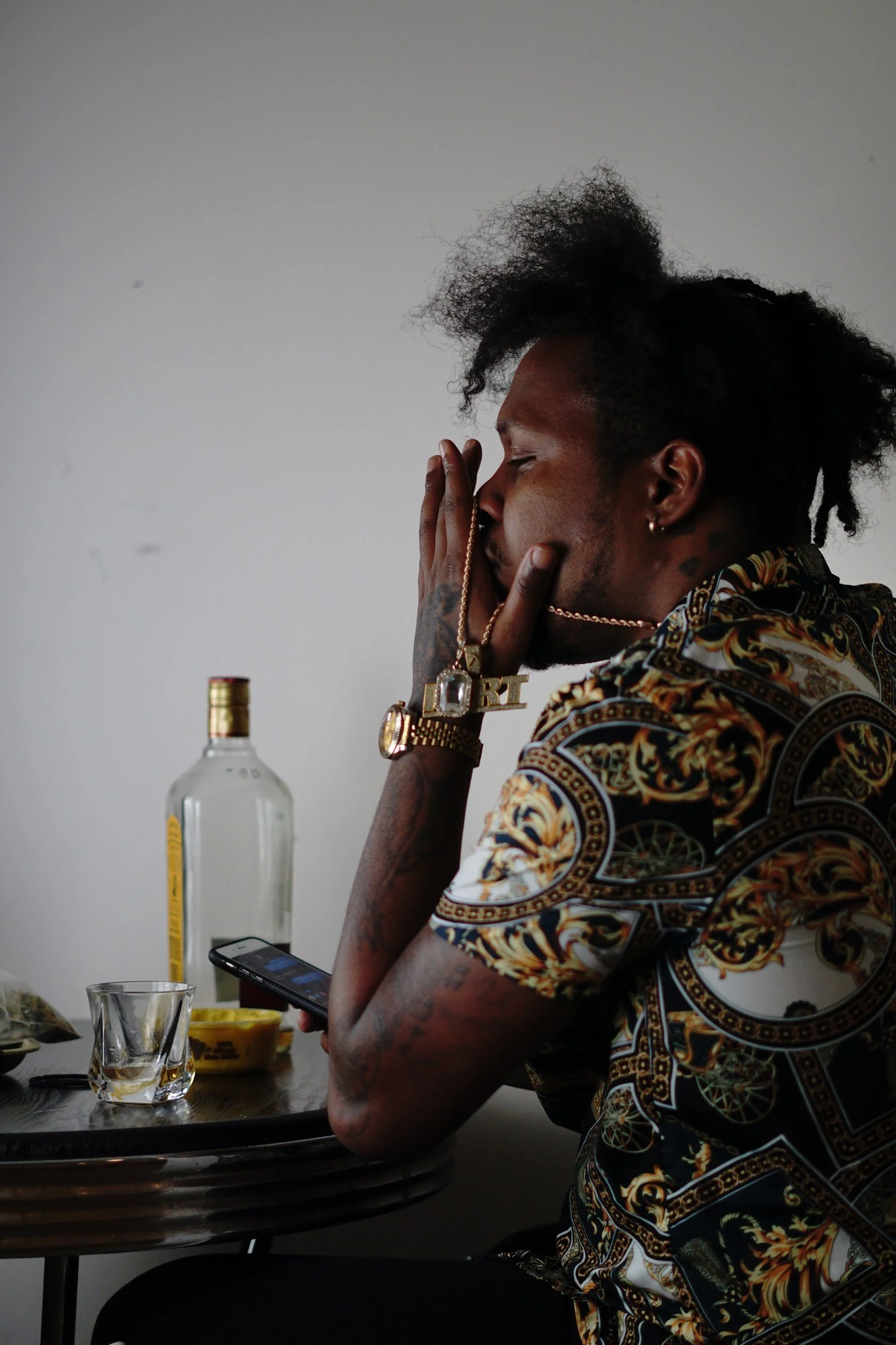 man sitting at table lifestyle portrait cinematic photography Los Angeles