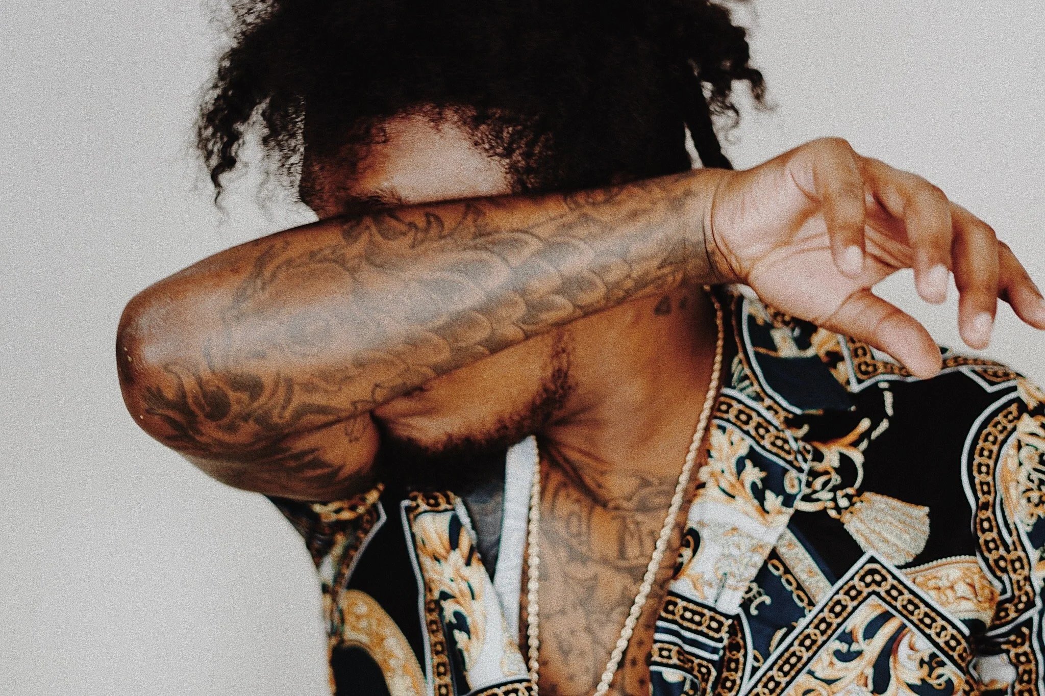 man covering face artistic lifestyle portrait photography Los Angeles