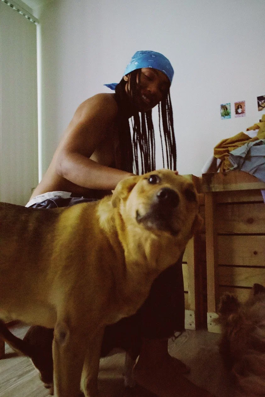 woman with dog at home natural lifestyle photography Los Angeles