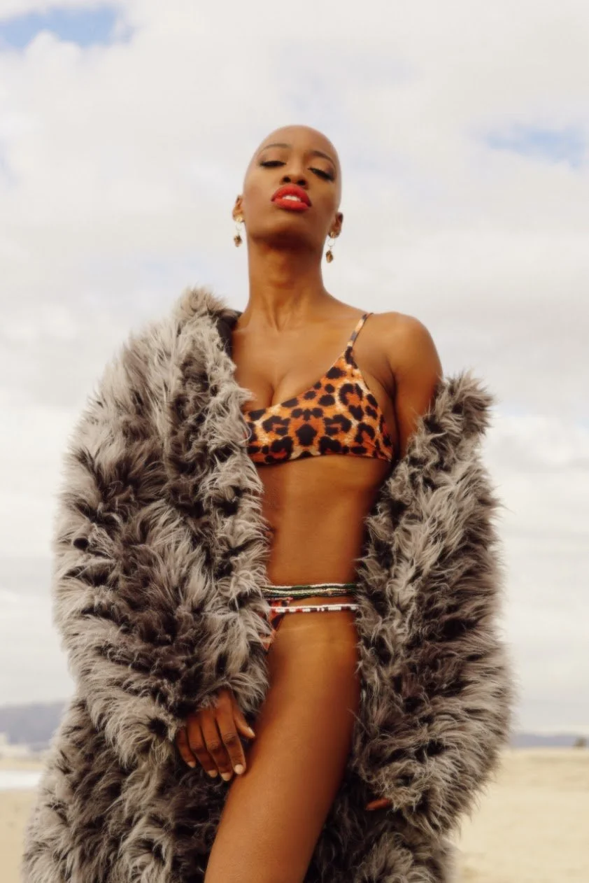 woman wearing leopard print and fur coat fashion portrait photography Los Angeles