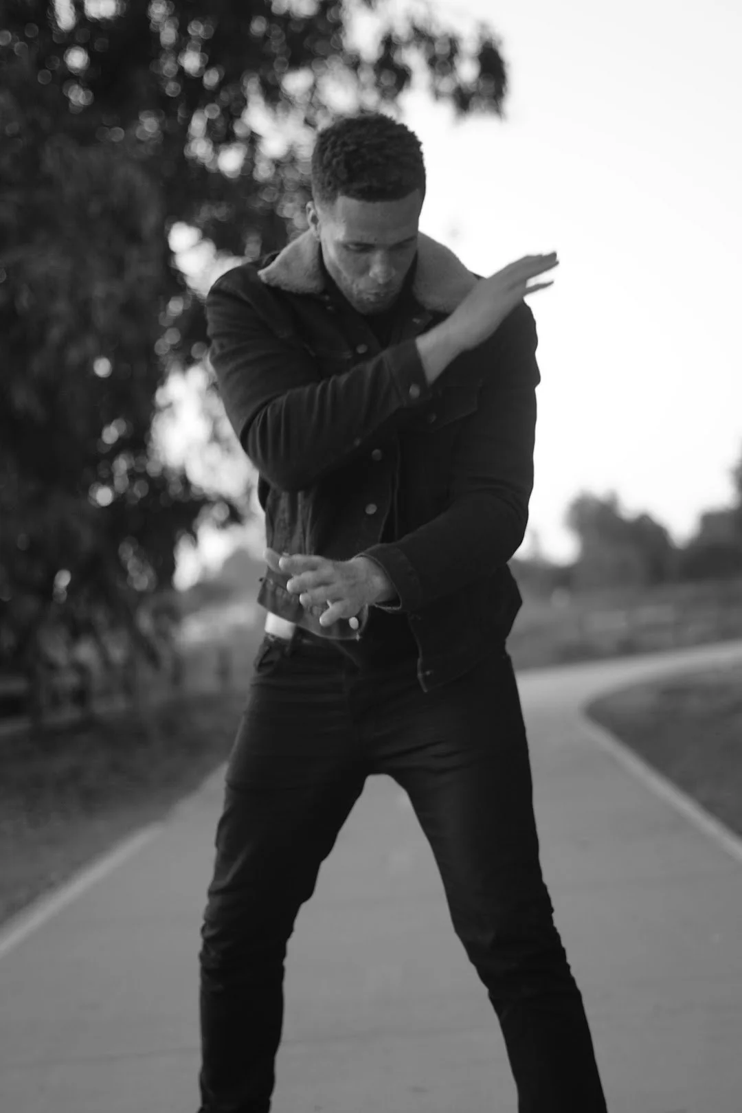 man in motion black and white artistic portrait photography Los Angeles