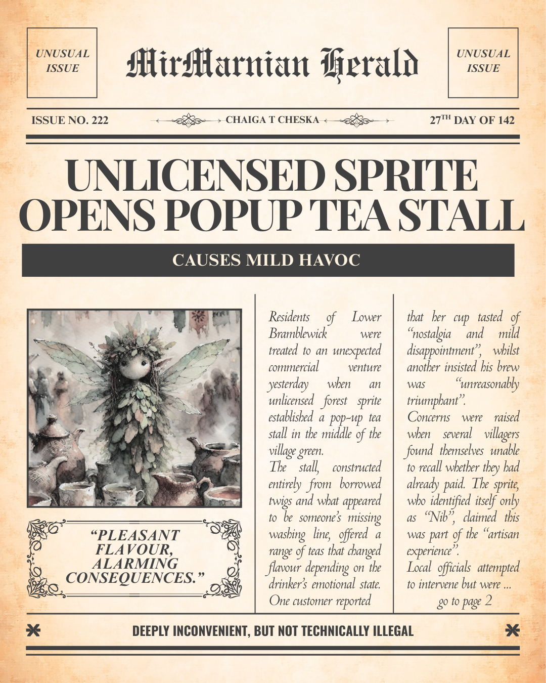 Unlicensed Sprite Opens Popup Tea Stall!