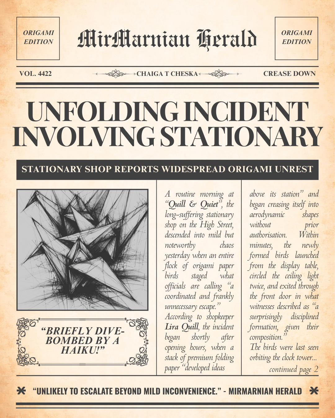 Unfolding Incident Involving Stationary!