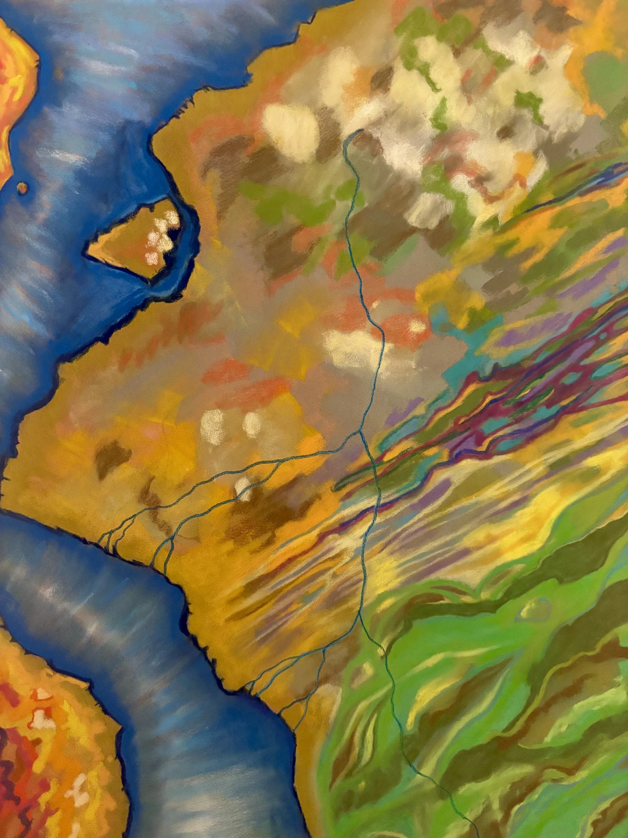 Four robed figures with staffs walking toward a glowing, intricate circular portal with floral and vine motifs in a mystical, lush environment.