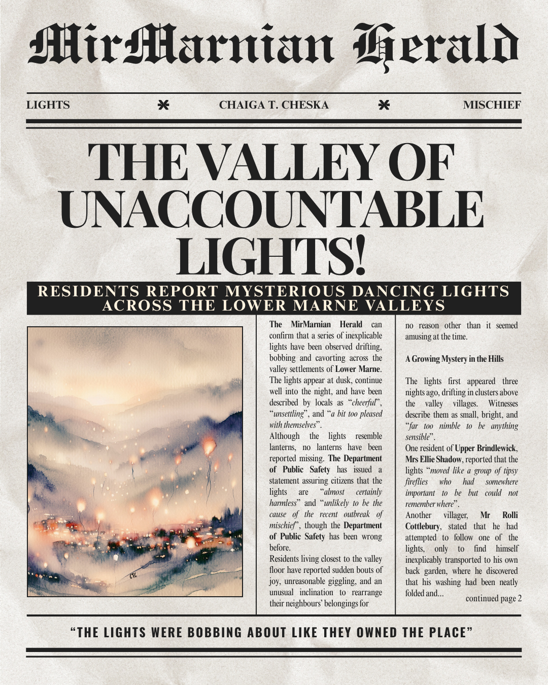 MirMarnian Herald: The Valley of Unaccountable Lights!